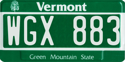 VT license plate WGX883