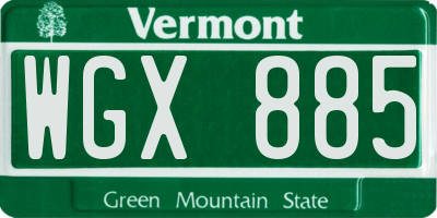 VT license plate WGX885