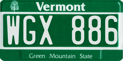 VT license plate WGX886