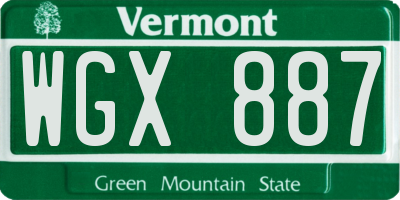 VT license plate WGX887