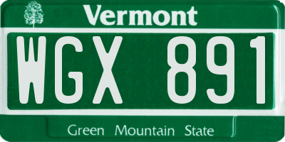 VT license plate WGX891
