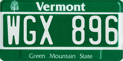 VT license plate WGX896