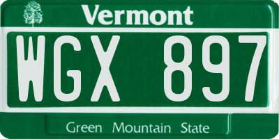 VT license plate WGX897