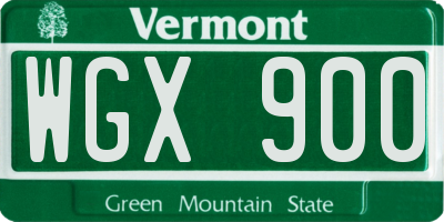VT license plate WGX900