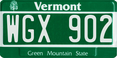 VT license plate WGX902