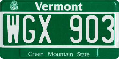VT license plate WGX903