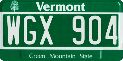 VT license plate WGX904