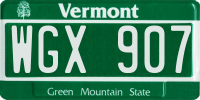 VT license plate WGX907