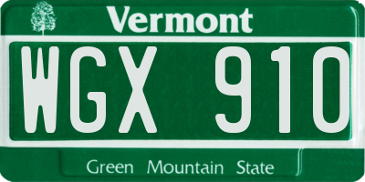 VT license plate WGX910