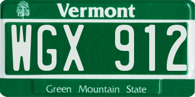 VT license plate WGX912