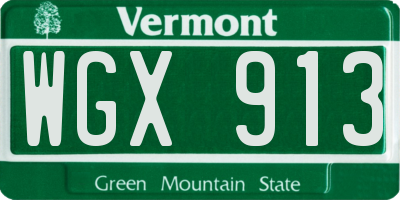 VT license plate WGX913