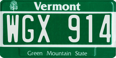VT license plate WGX914