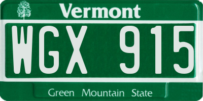 VT license plate WGX915
