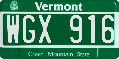 VT license plate WGX916