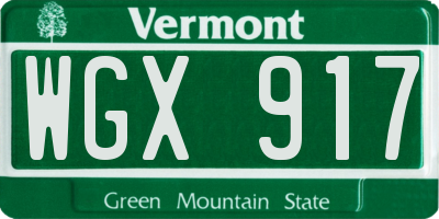 VT license plate WGX917