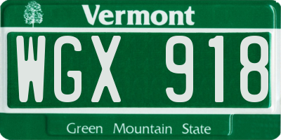 VT license plate WGX918