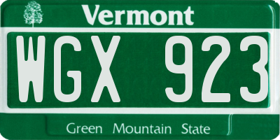 VT license plate WGX923