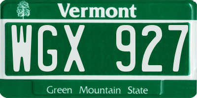 VT license plate WGX927