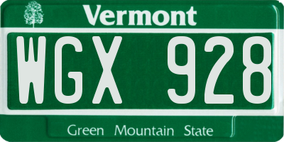 VT license plate WGX928
