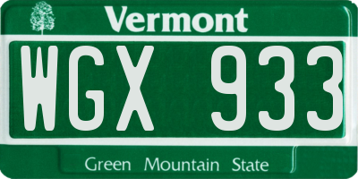 VT license plate WGX933