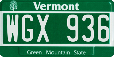 VT license plate WGX936