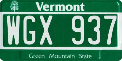 VT license plate WGX937