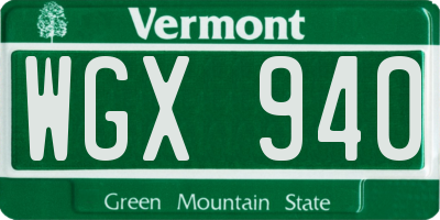 VT license plate WGX940