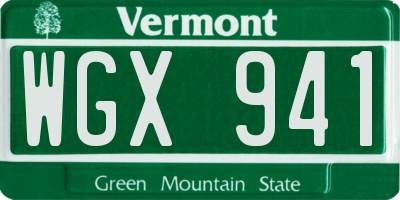 VT license plate WGX941