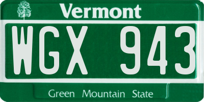VT license plate WGX943