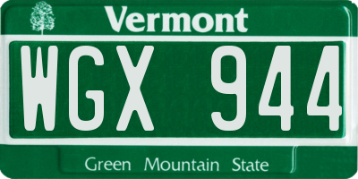 VT license plate WGX944