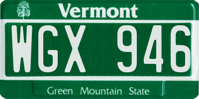 VT license plate WGX946