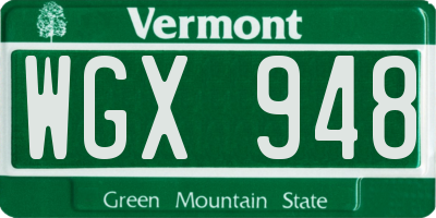 VT license plate WGX948
