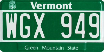 VT license plate WGX949