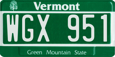 VT license plate WGX951