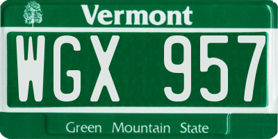 VT license plate WGX957