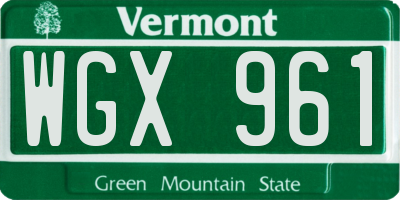 VT license plate WGX961