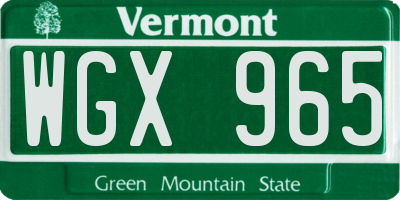 VT license plate WGX965