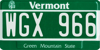 VT license plate WGX966