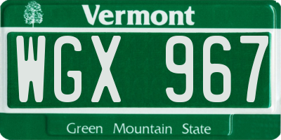 VT license plate WGX967