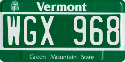VT license plate WGX968