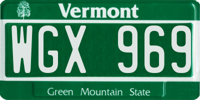 VT license plate WGX969