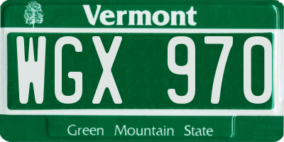 VT license plate WGX970