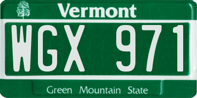 VT license plate WGX971