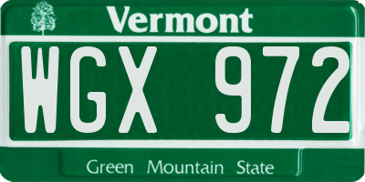 VT license plate WGX972