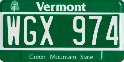 VT license plate WGX974