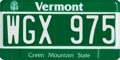 VT license plate WGX975