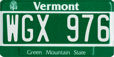VT license plate WGX976