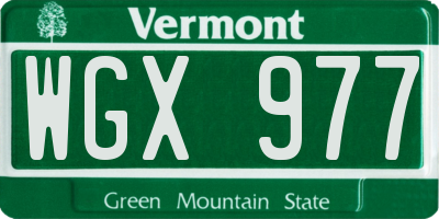 VT license plate WGX977
