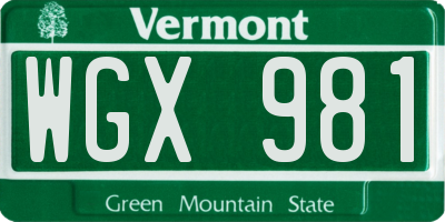 VT license plate WGX981