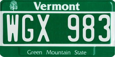 VT license plate WGX983